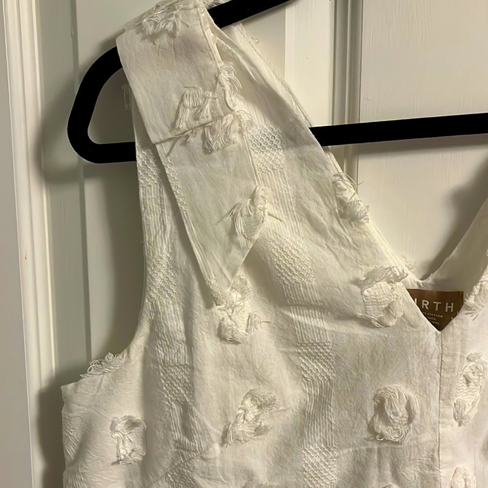 Mirth Caftans sleeveless lined cotton, textured v neck top sz L